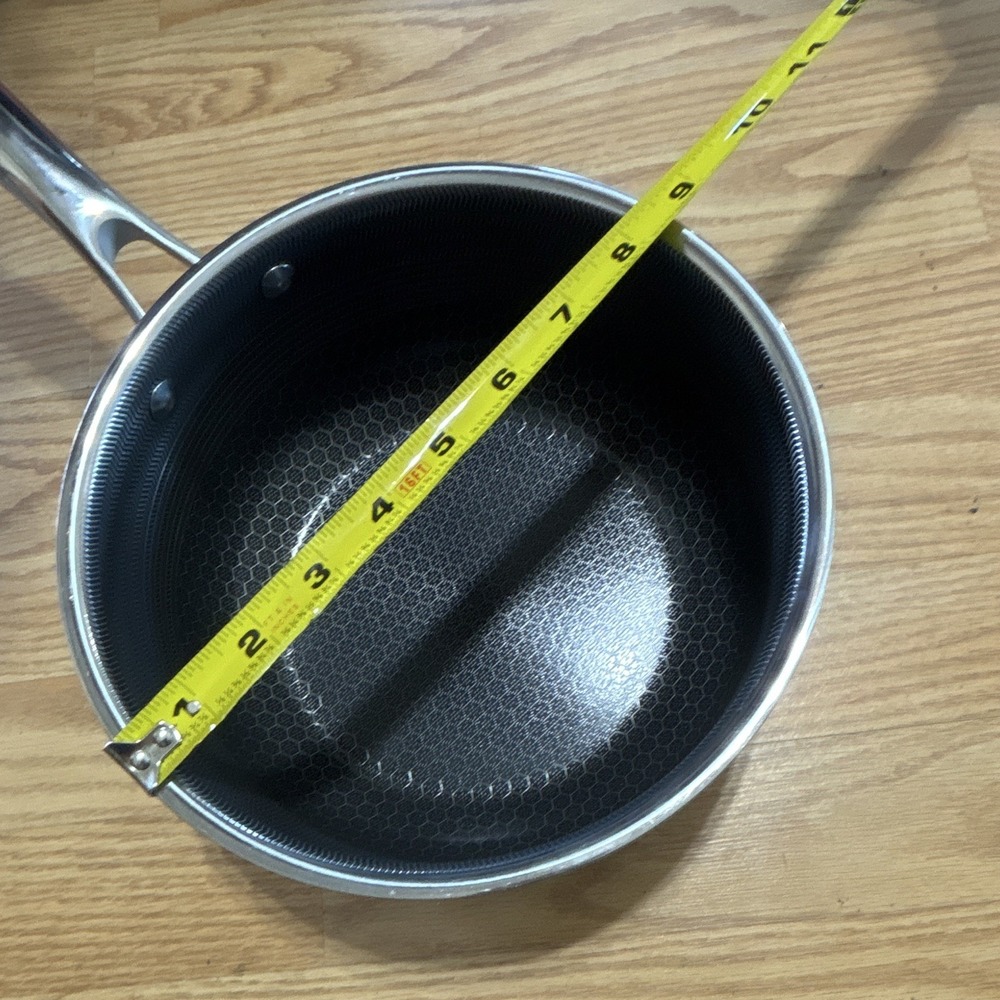HexClad Hybrid 3 Qt Nonstick Stainless Steel Saucepan with Lid, Induction